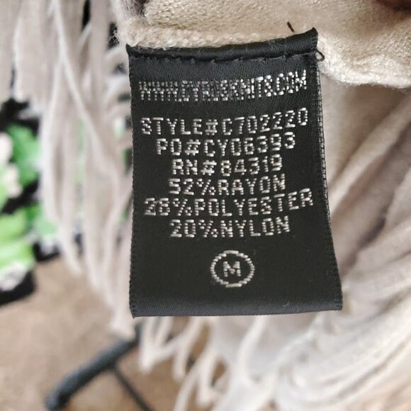 Cyrus Beige Fringe Hem Sweater Women’s Medium | Cozy Mock Neck Knit Boho Chic - Picture 4 of 5